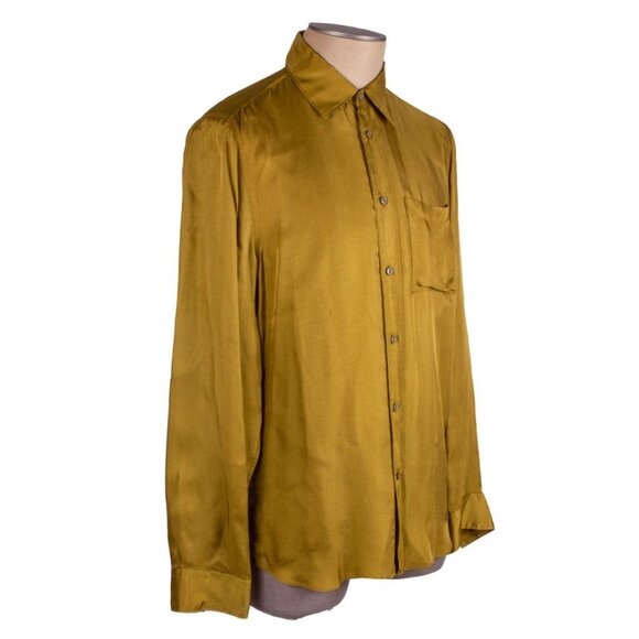ACNE STUDIOS Gold Cupro Button Up Shirt - Picture 2 of 6